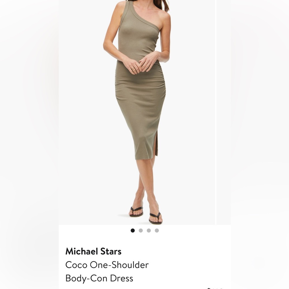 Michael Stars Ribbed Gray One Shoulder Dress